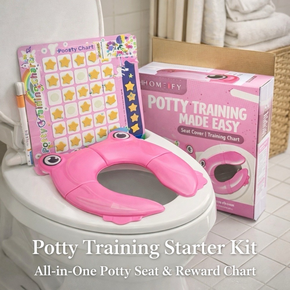 Homeify Potty Training Seat Foldable Toddler Toilet Seat Pink Travel NEW‎